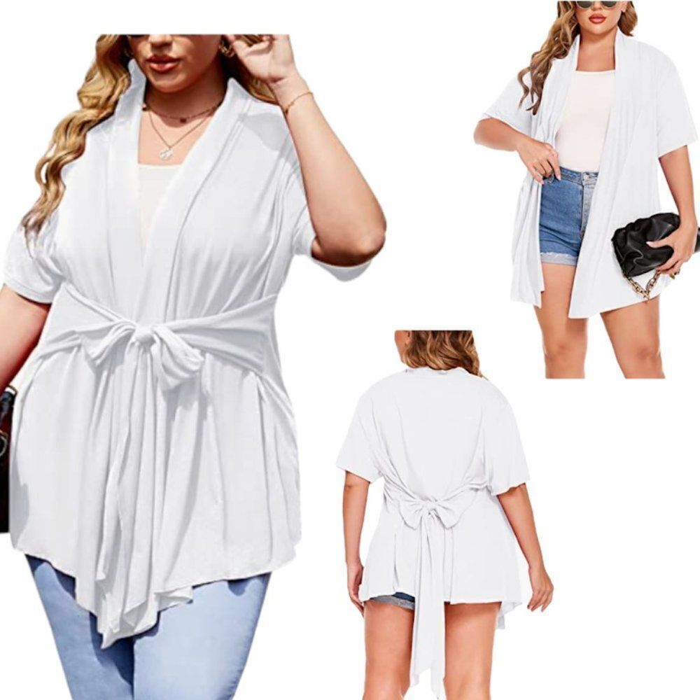 In'Voland NWT Lightweight Draped Cardigan, Open Front & Sash, 2 way tie, 1x (16)